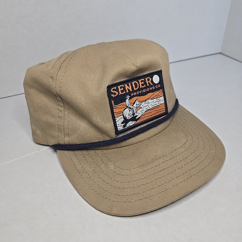 Sender Provisions Co Tan Snapback Cap Rope Detail Embroidered Patch Western Gorp - Picture 2 of 4